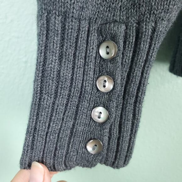 Eddie Bauer Collection Fair Isle Gray Purple Button Down Long Sleeve Sweater PL - Picture 5 of 7